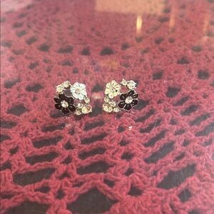 Crystal and enamel earrings. EUC